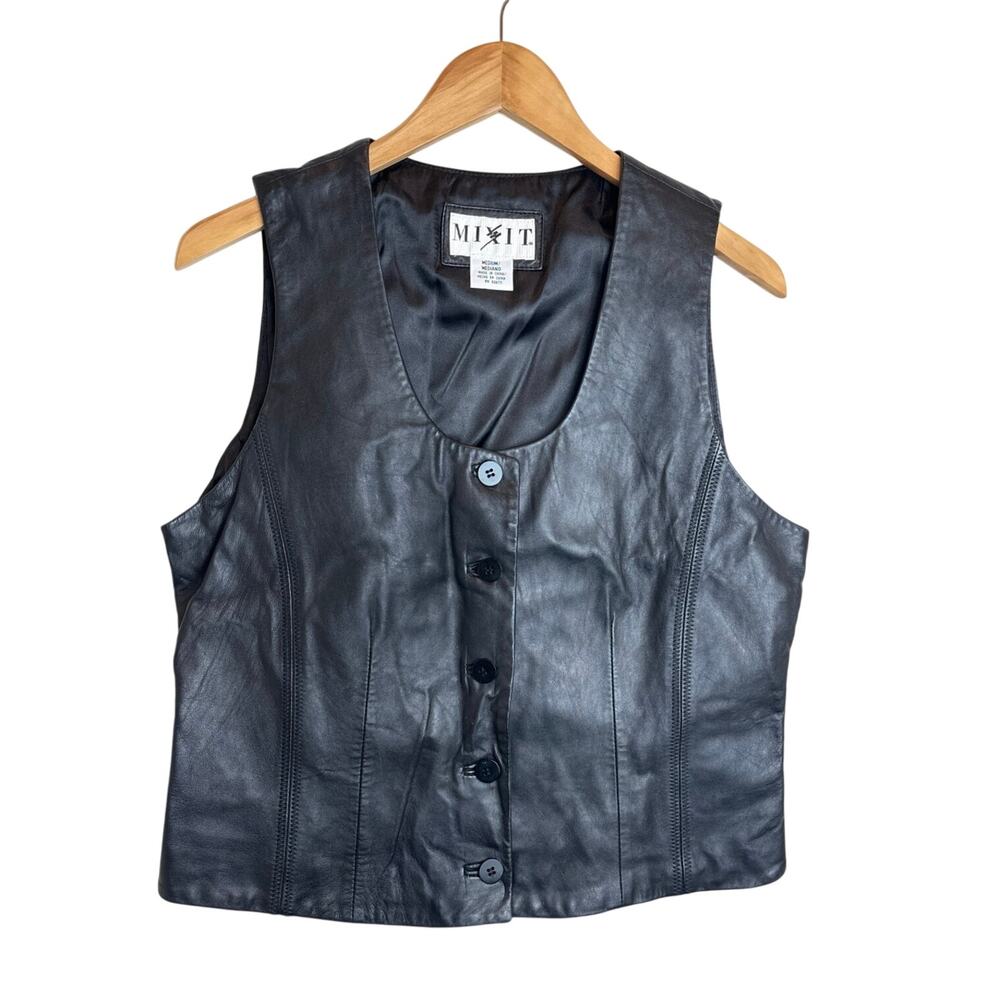 MixIt Black Genuine Leather Vest Size M